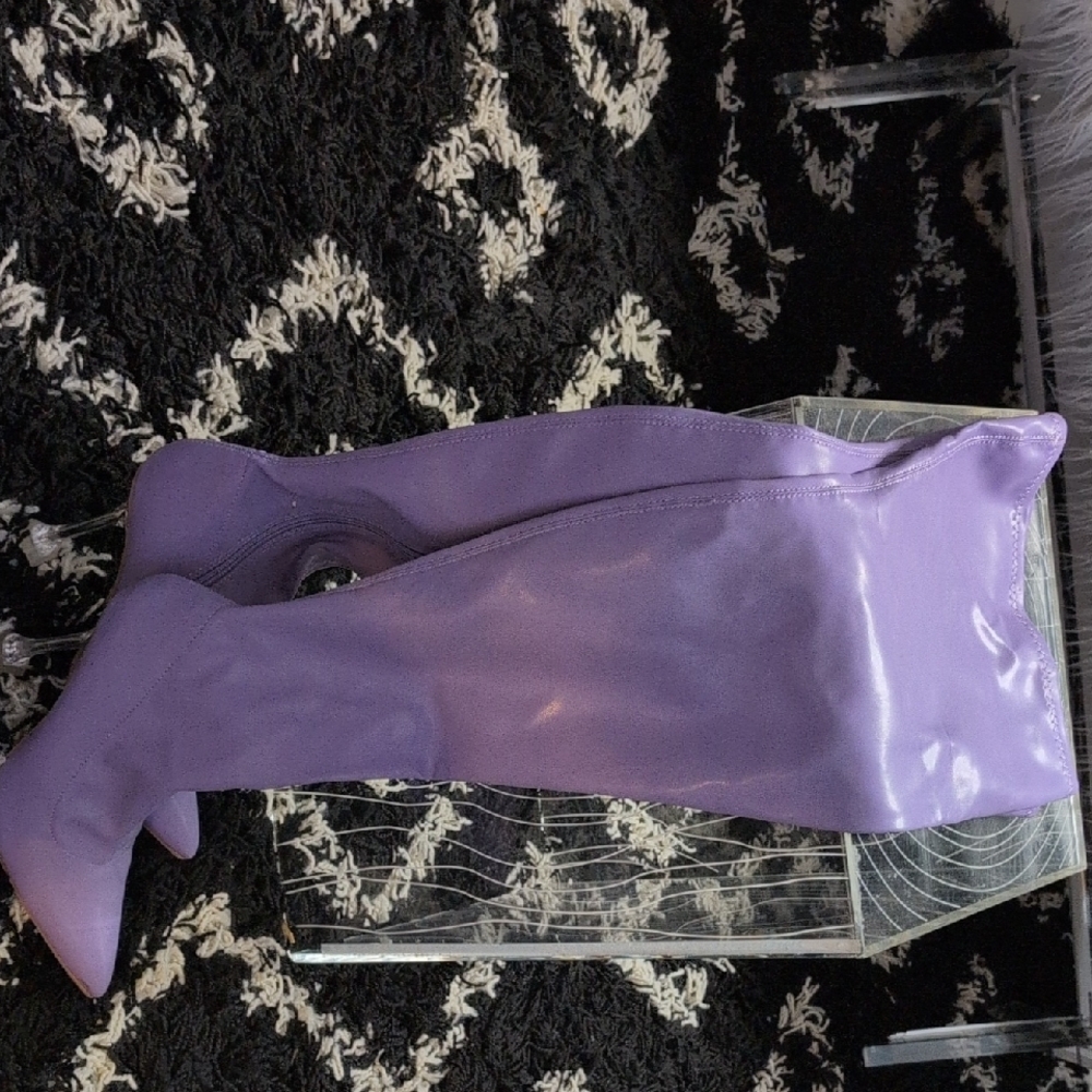Vibrant Lavender Thigh-High Boots